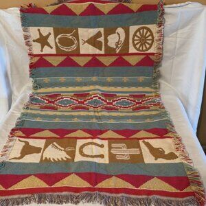 The Rug Barn American Classics Western Square Woven Rug NWT 29x48 100% Cotten